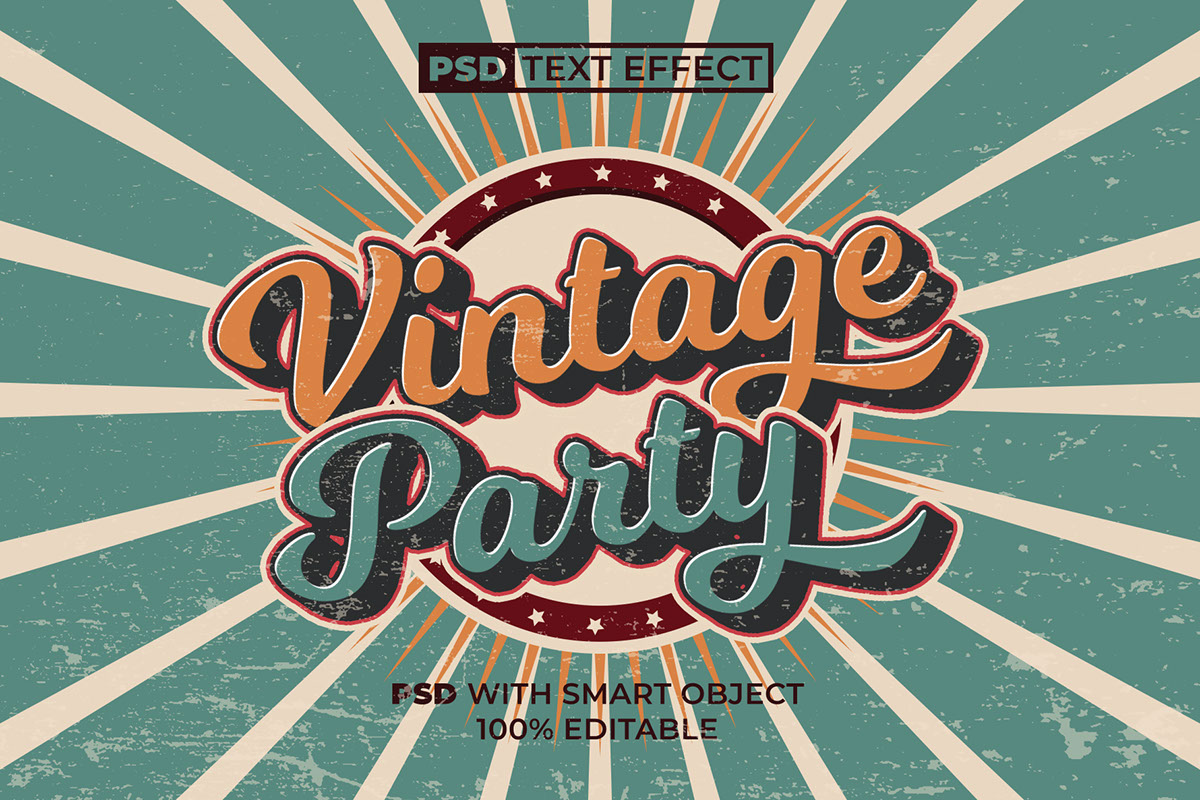 PSD Vintage Party Text Effect rendition image