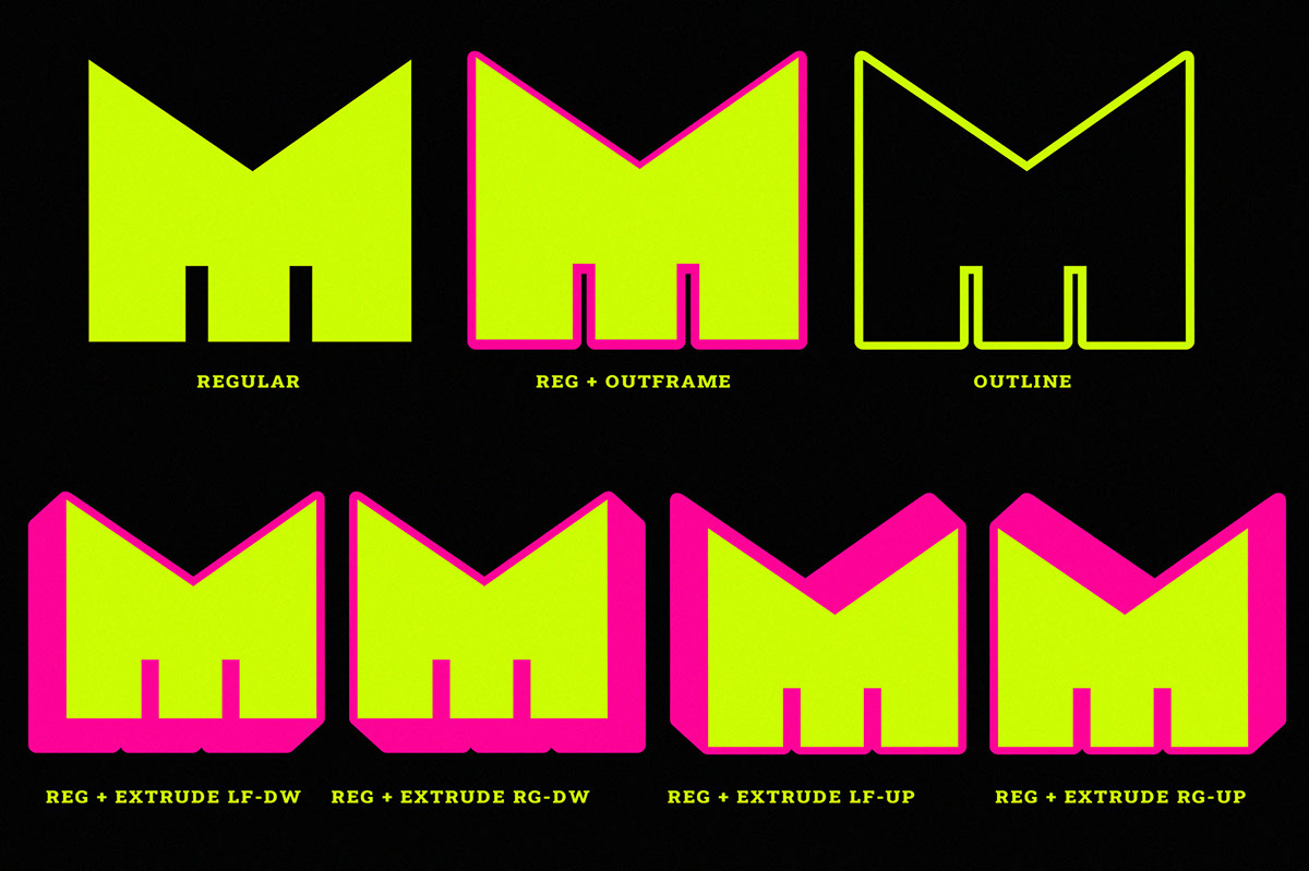 Meastro Pro Pack Layered Retro Font rendition image