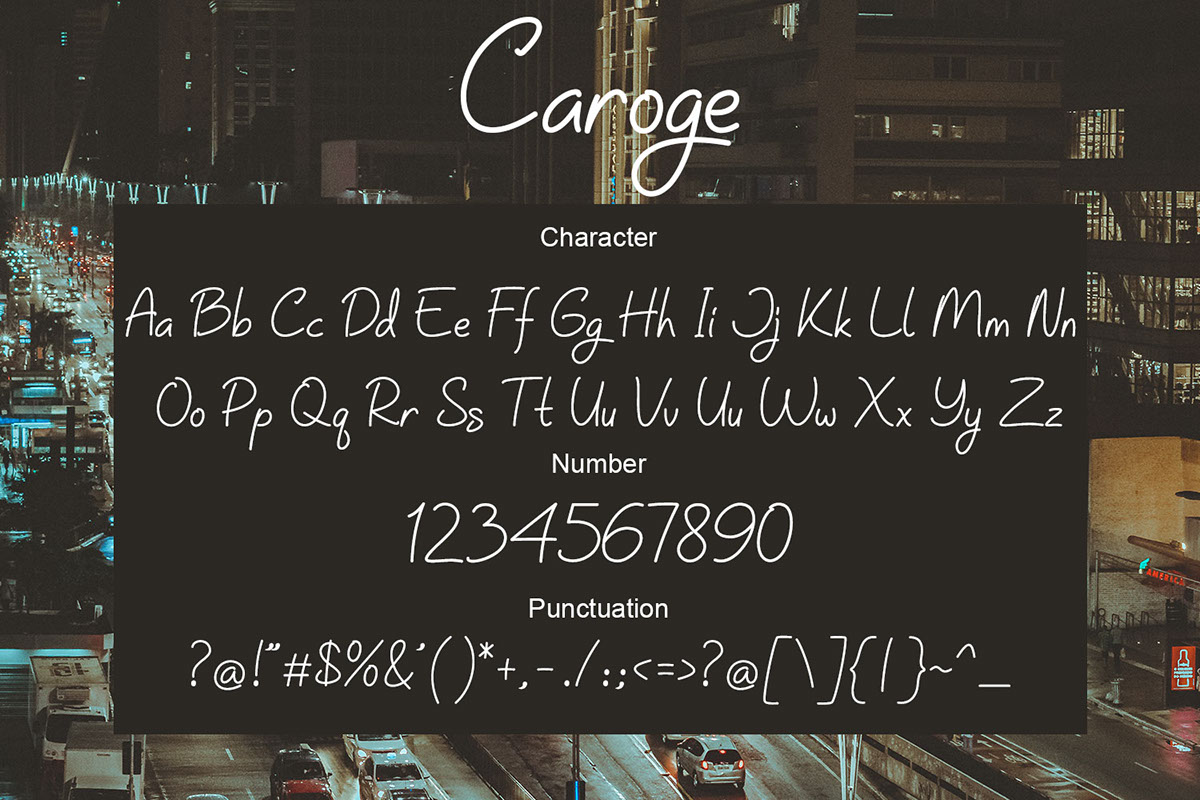 Caroge Handwritten Font rendition image