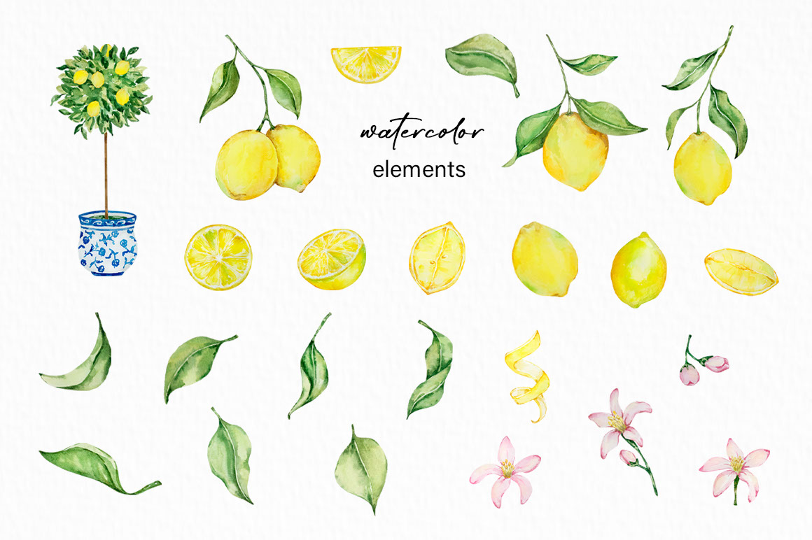 Watercolor lemon rendition image