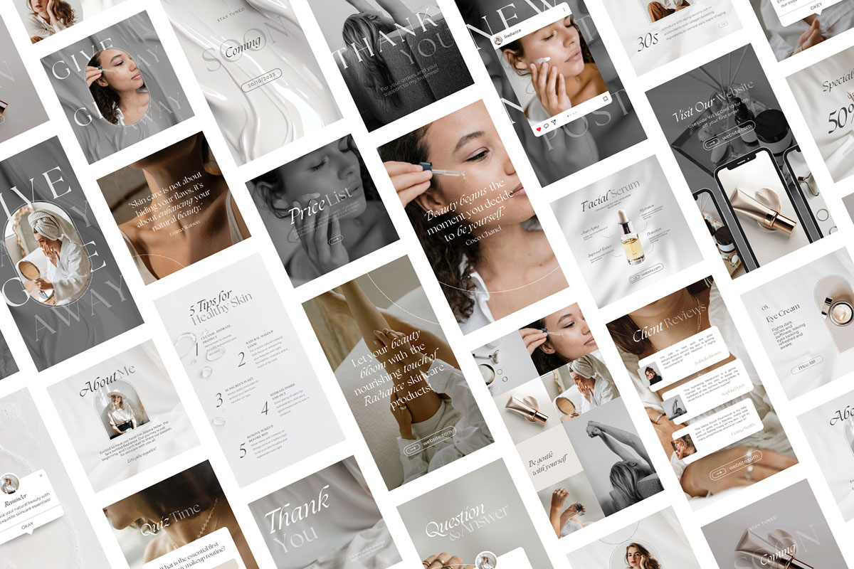 Canva Aesthetic SkinCare Templates rendition image