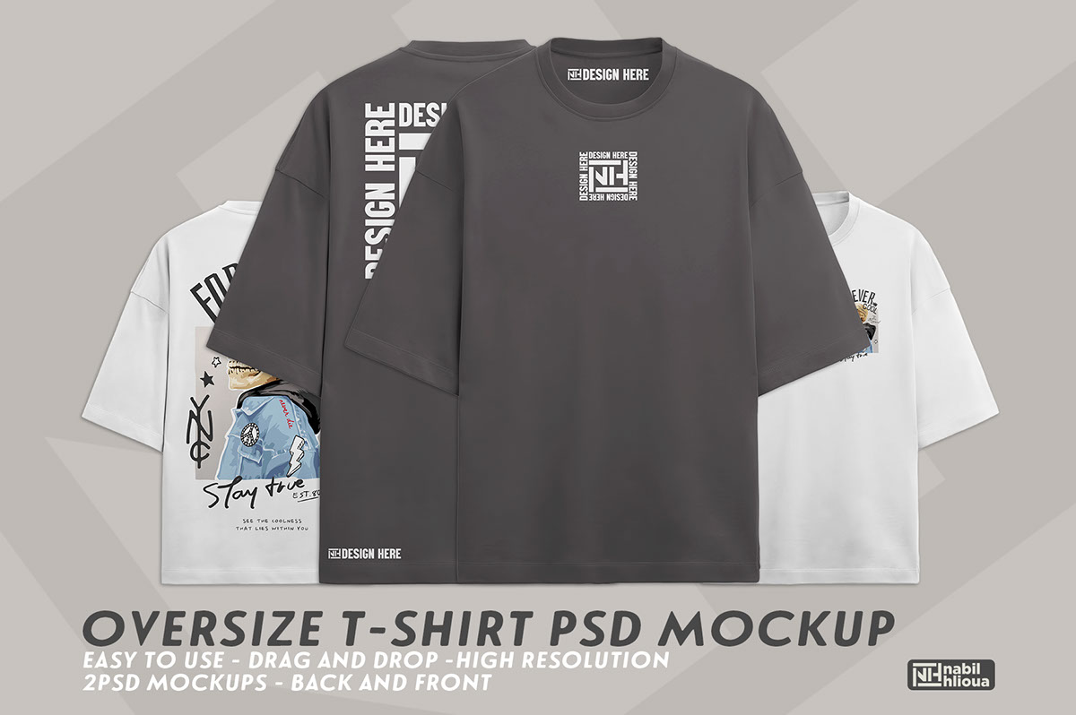 oversize shirt Mockup PSD back front rendition image