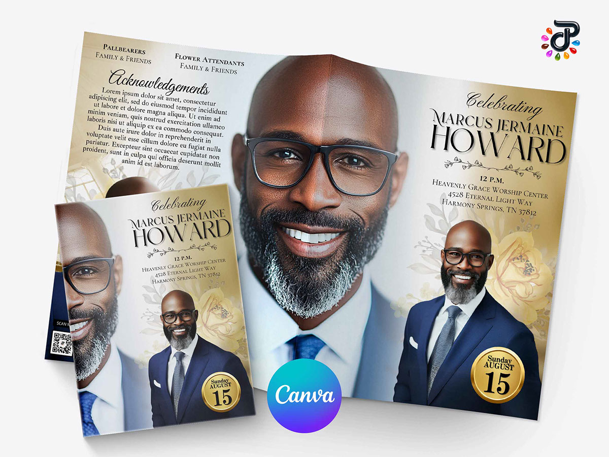 Warm Embrace Canva Obituary Template on Behance Behance