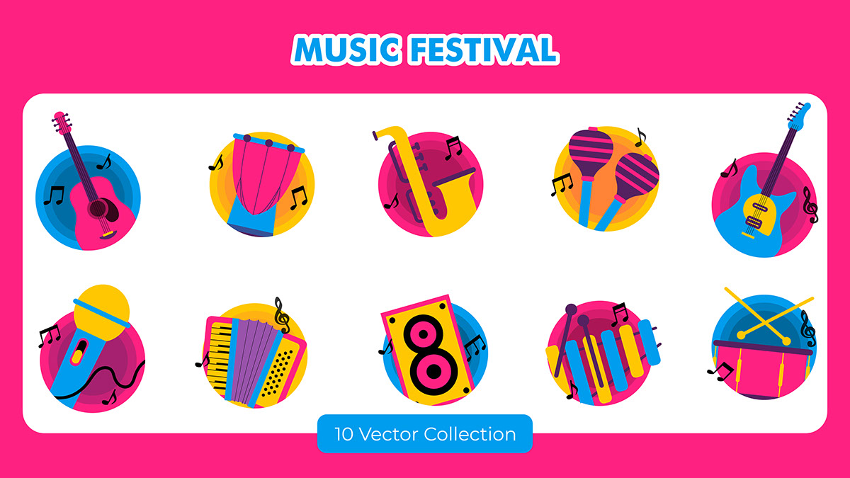 Music Festival Sticker Set rendition image