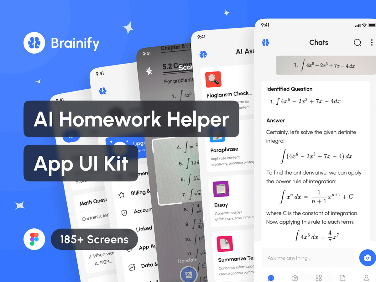 Brainify - AI Homework Helper App UI Kit rendition image