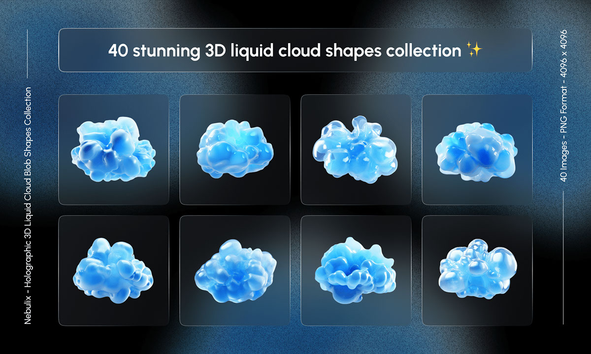 Nebulix - Holographic 3D Liquid Cloud Blob Shapes Collection rendition image