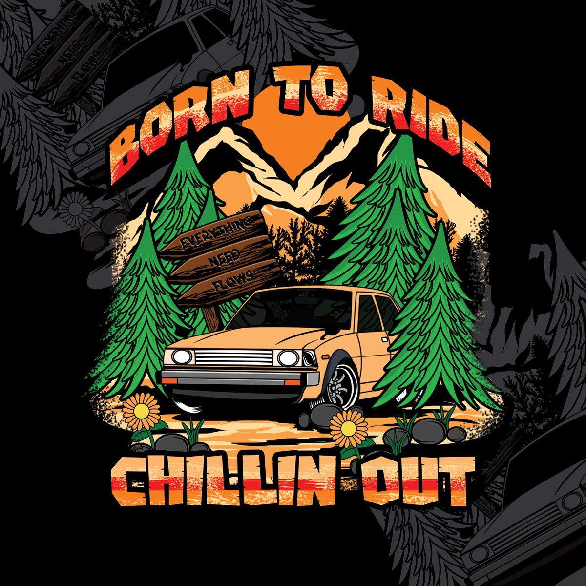 BORN TO RIDE CHILLIN OUT II ARTWORK rendition image