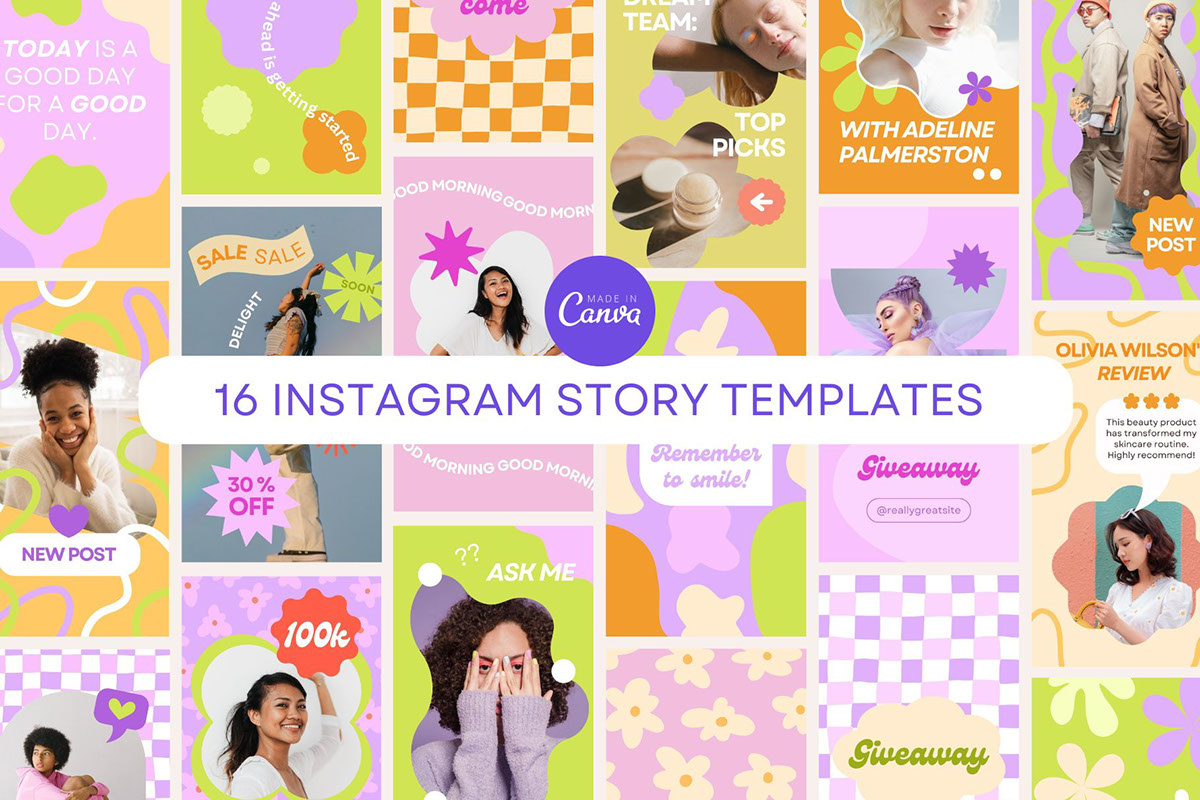 Bright and Bold Instagram Stories and Post Templates rendition image
