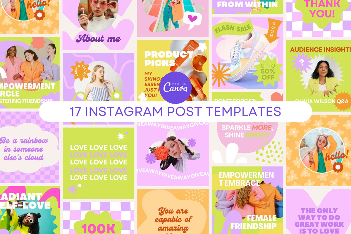 Bright and Bold Instagram Stories and Post Templates rendition image