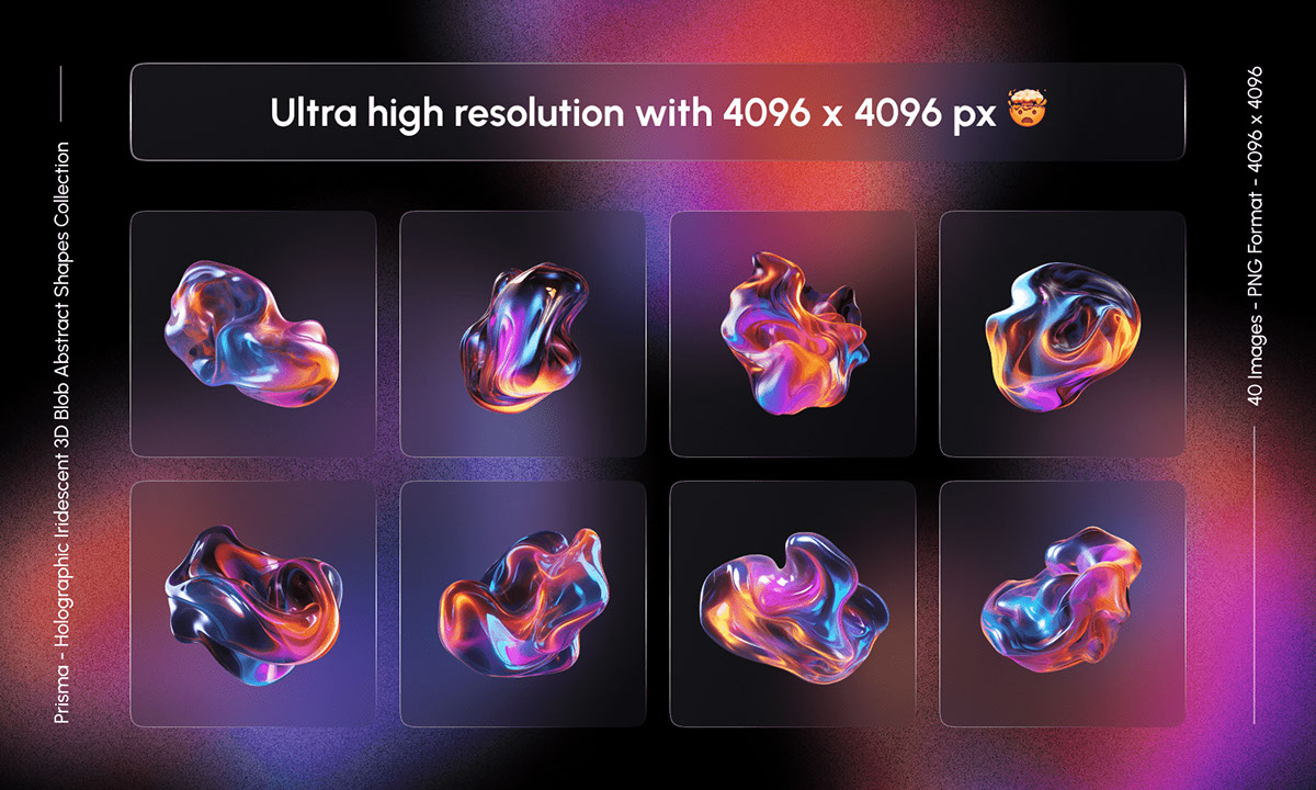 Prisma - Holographic Iridescent 3D Blob Abstract Shapes Collection rendition image