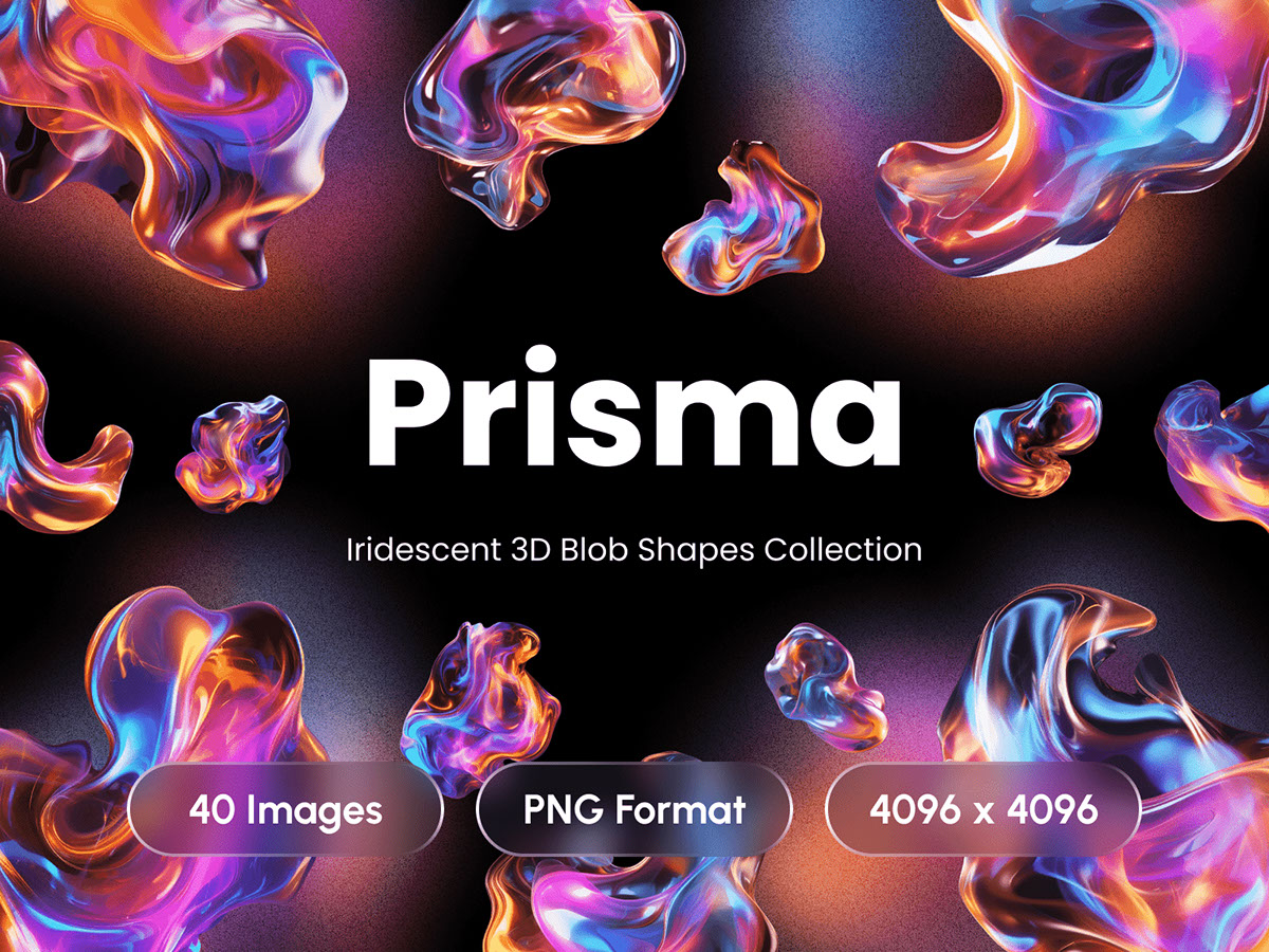 Prisma - Holographic Iridescent 3D Blob Abstract Shapes Collection rendition image