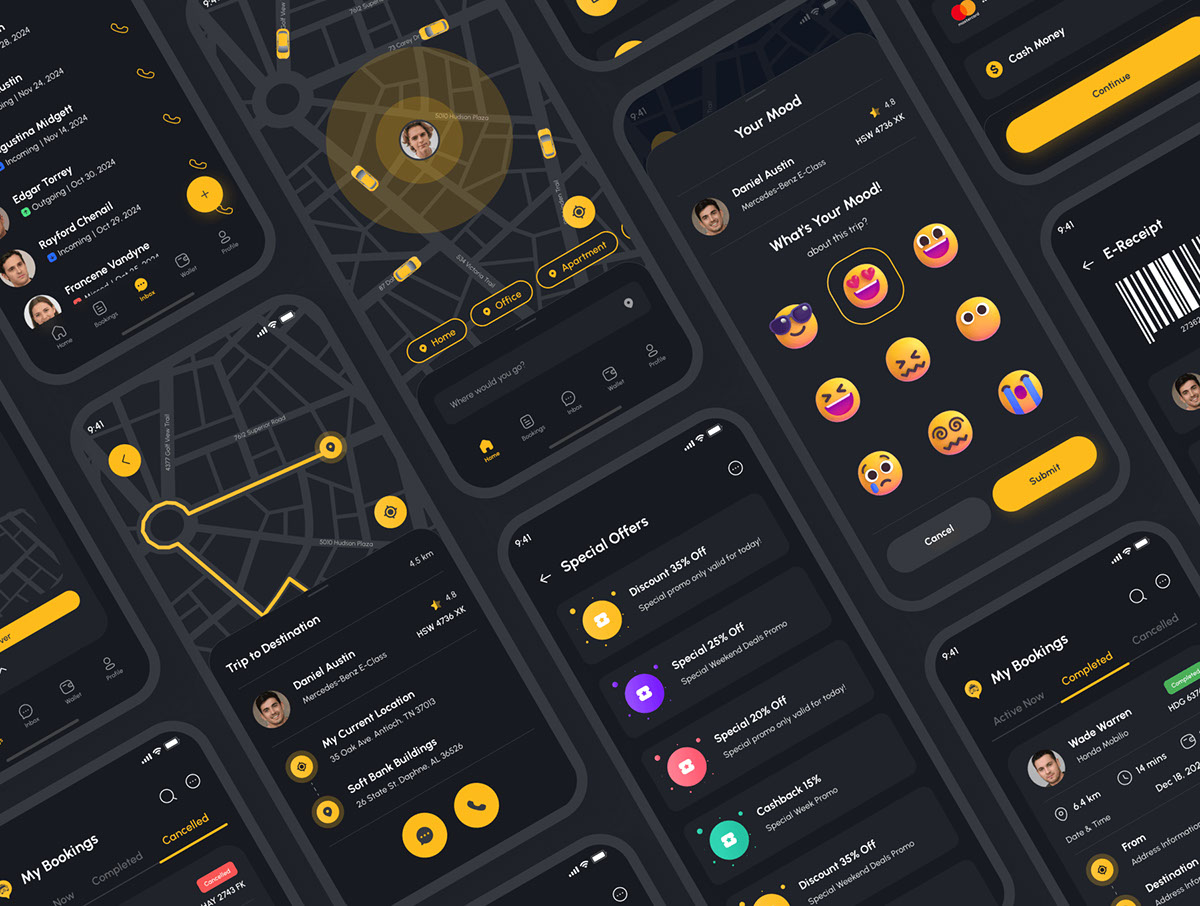 Taxio - Taxi Booking App UI Kit rendition image