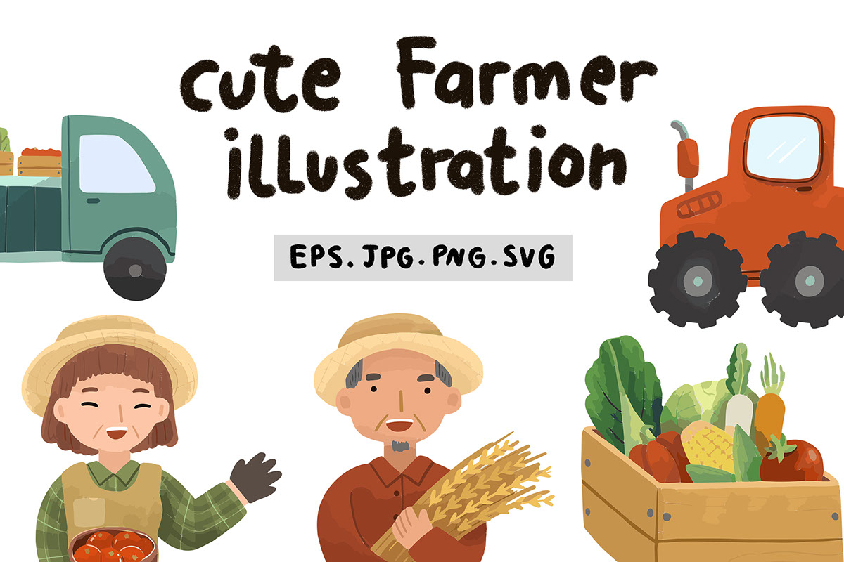 Cute Farmer Illustration rendition image