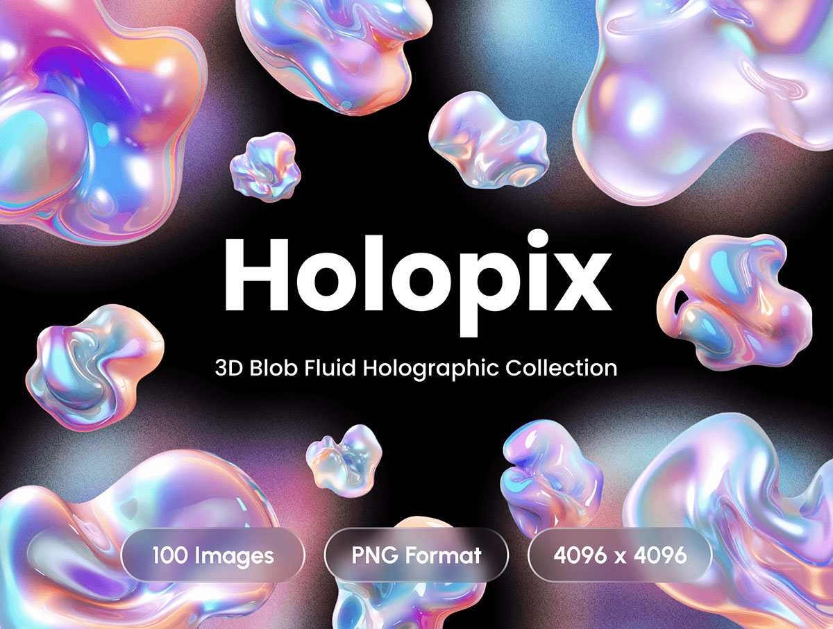 Holopix - 3D Blob Fluid Shapes Holographic Collection rendition image
