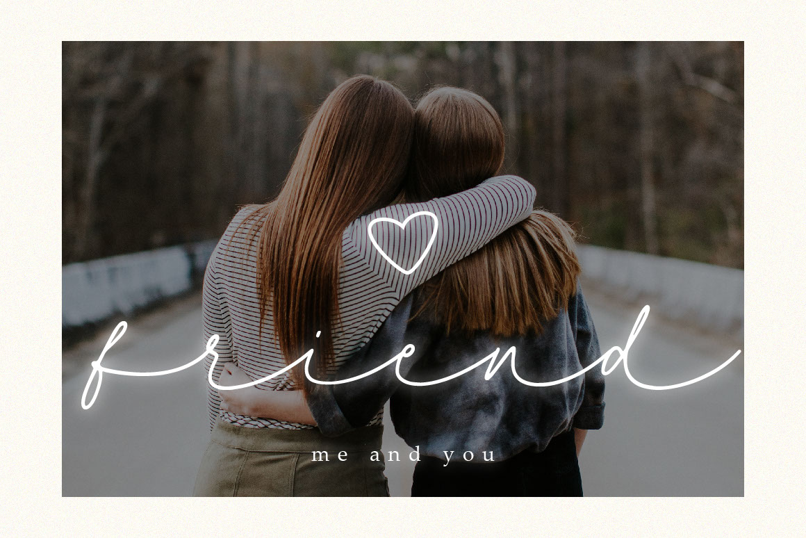 Nadia Heart Script Font with Swash rendition image