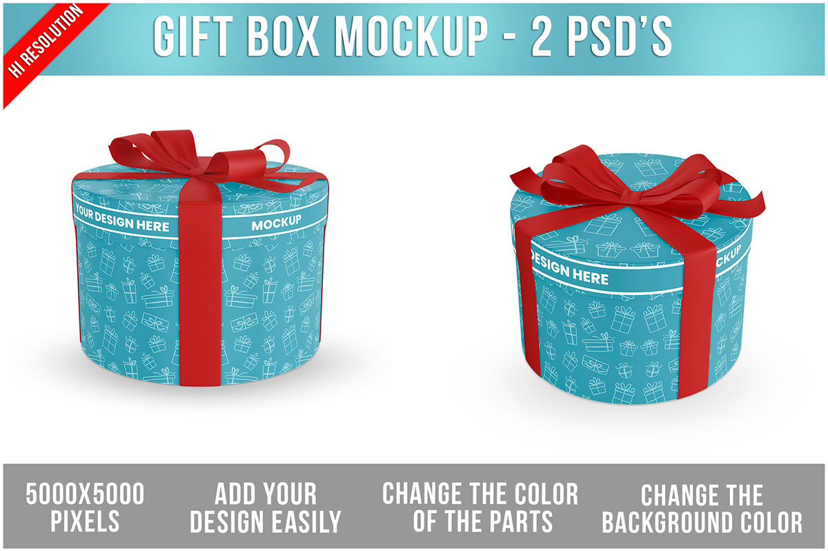 Round Gift Box Mockup rendition image