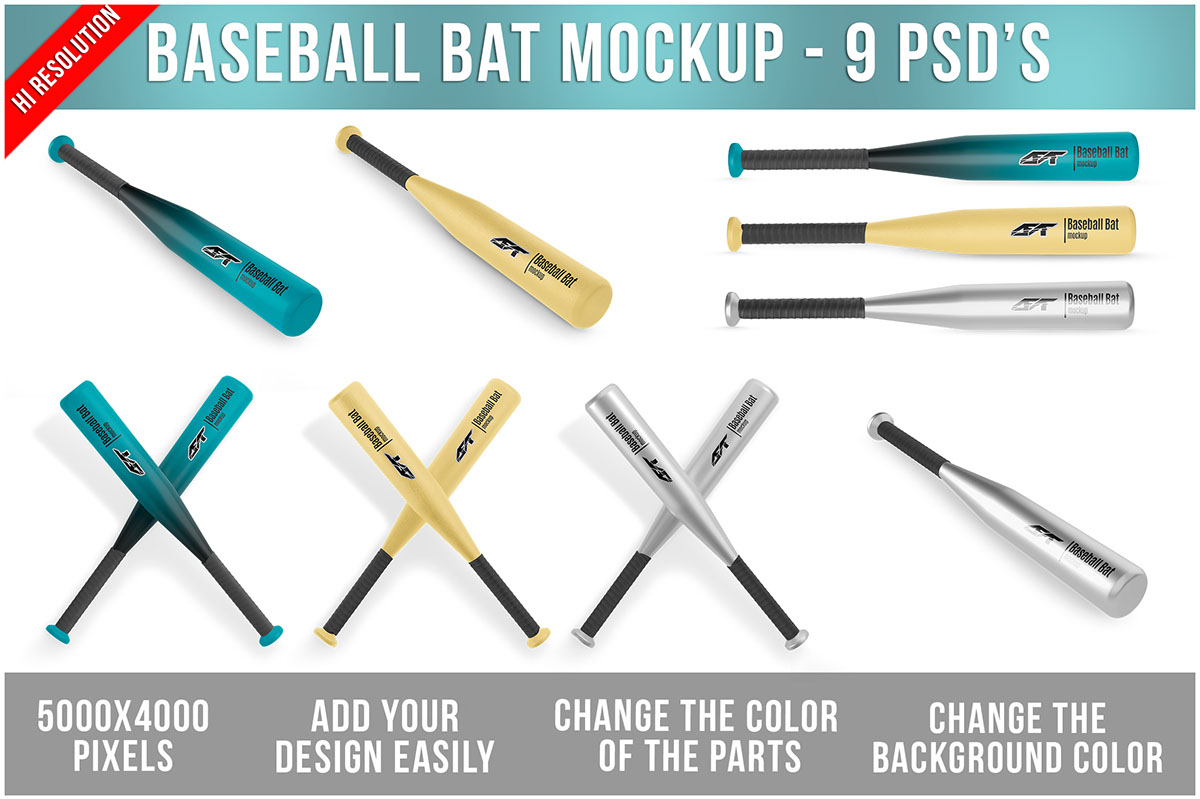 Baseball Bat Mockup rendition image