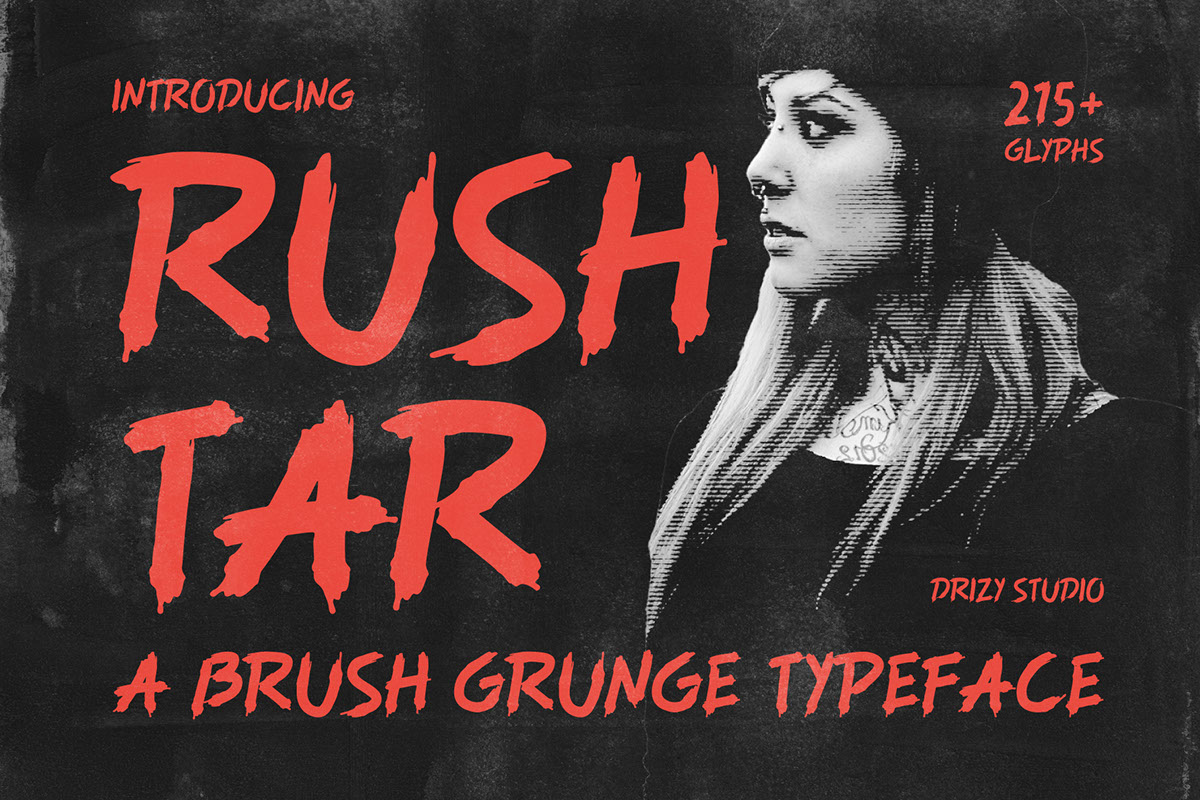 Rushtar - Brush Grunge Typeface rendition image