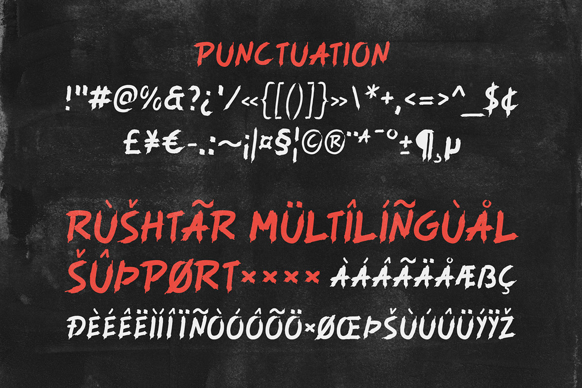 Rushtar - Brush Grunge Typeface rendition image