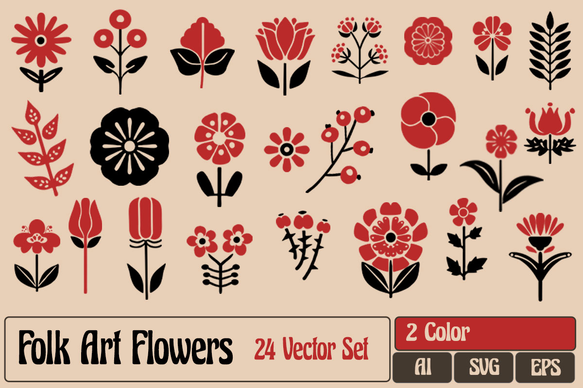 Folk Art Flower Vectors rendition image