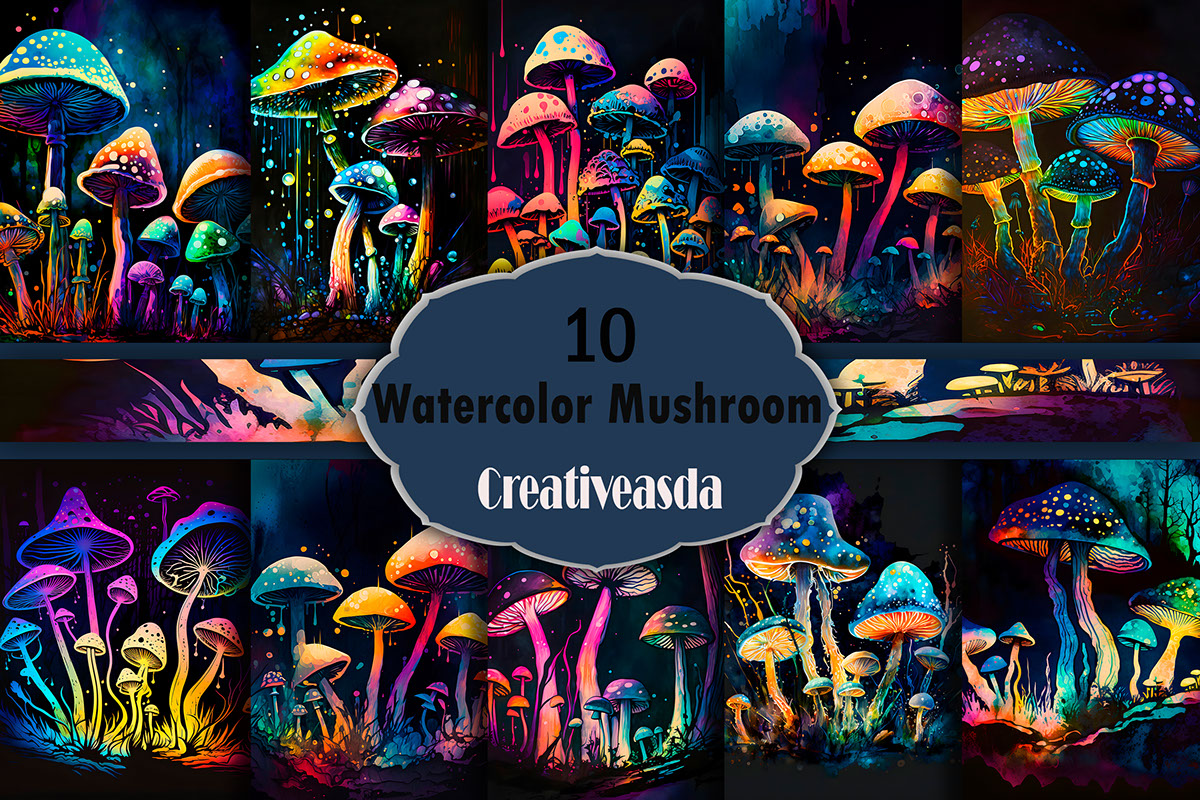 Watercolor Mushroom Paper Art illustrations rendition image