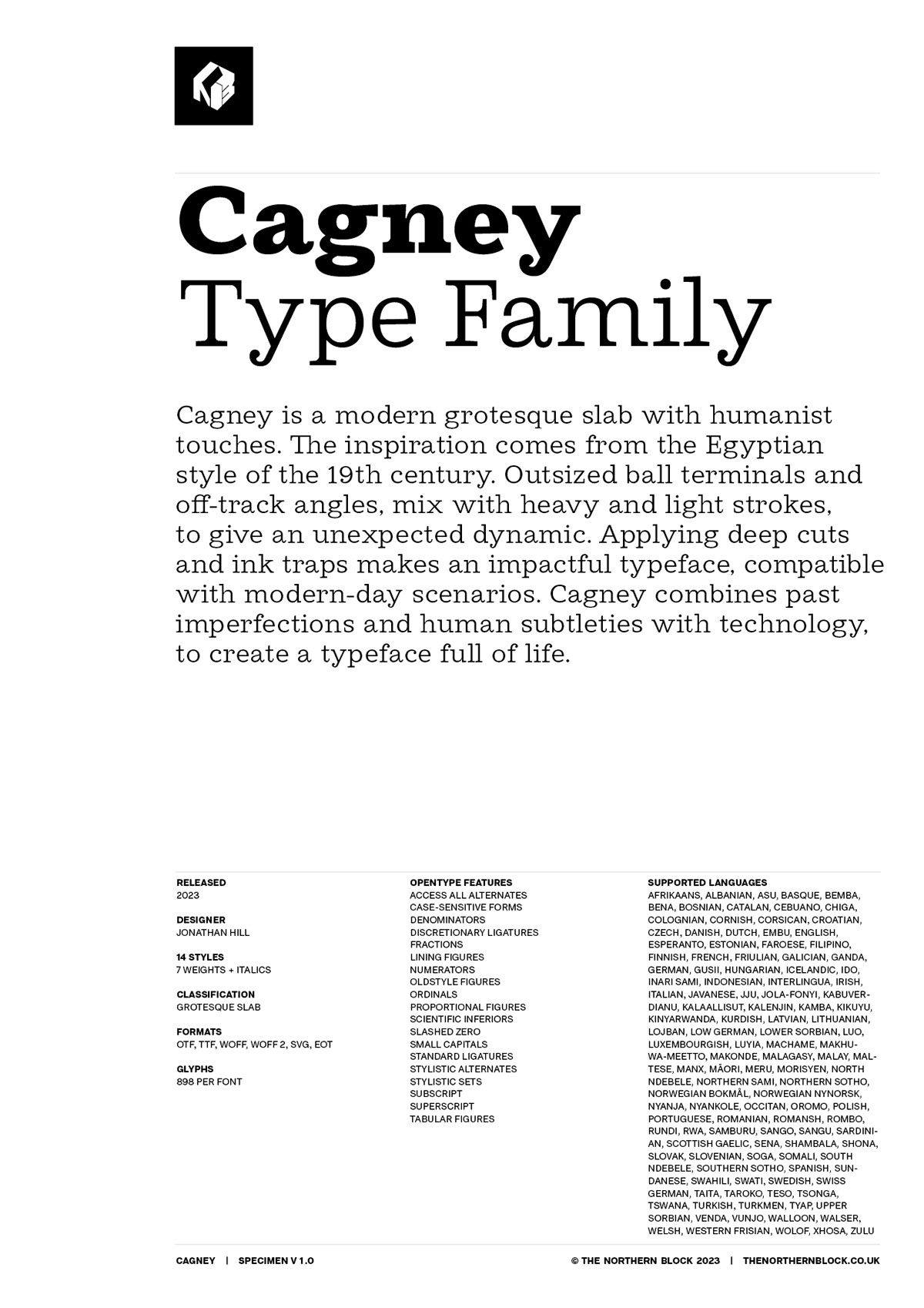 Cagney PDF Specimen rendition image