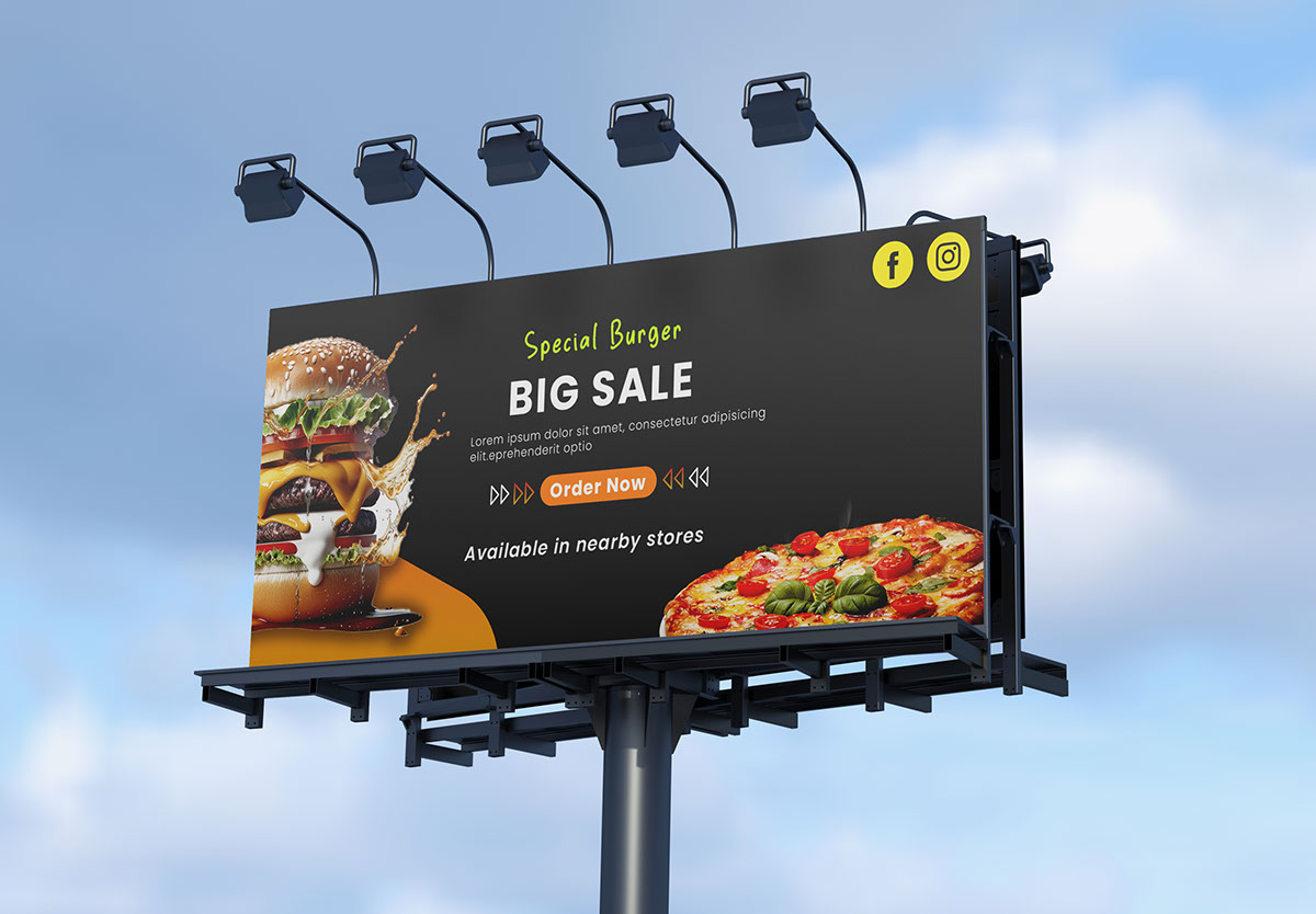 Billboard food advertisement design rendition image
