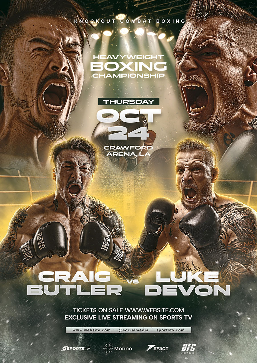 Boxing Poster PSD Template rendition image