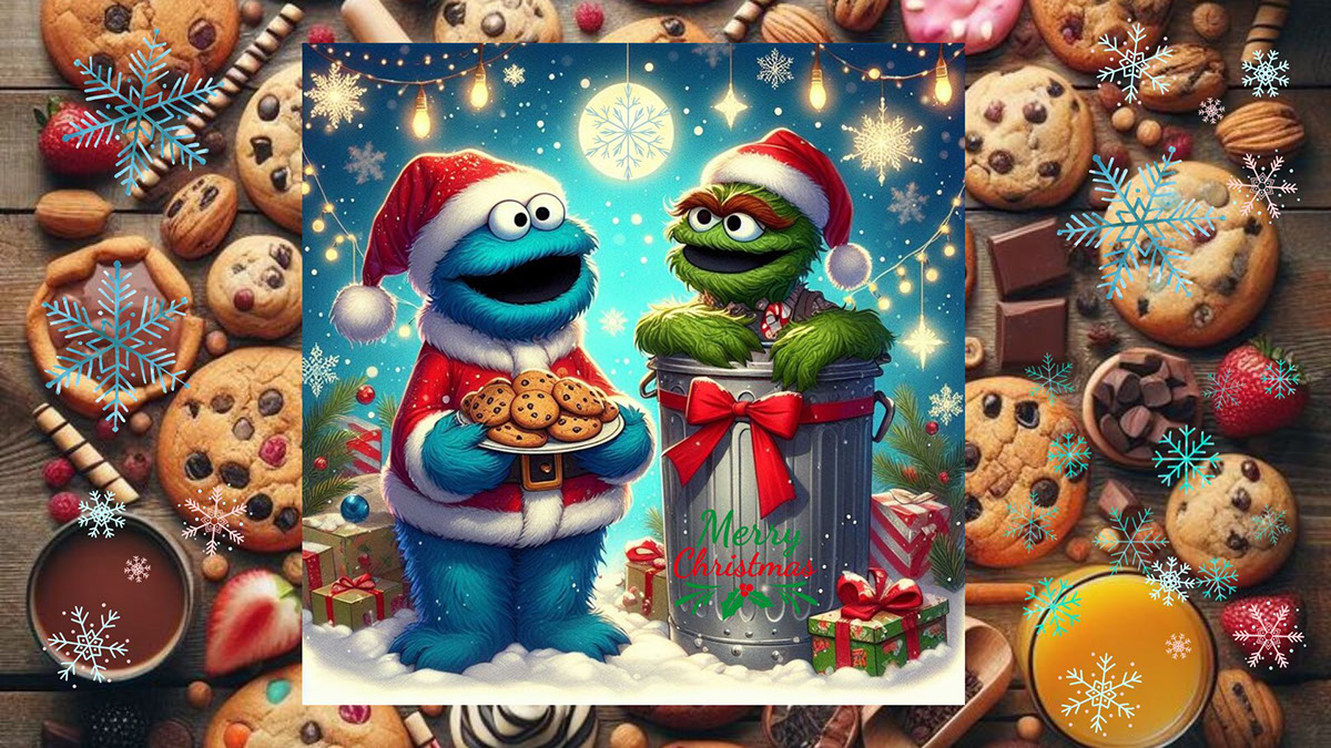 Cookie Monster and Oscar The Grouch rendition image