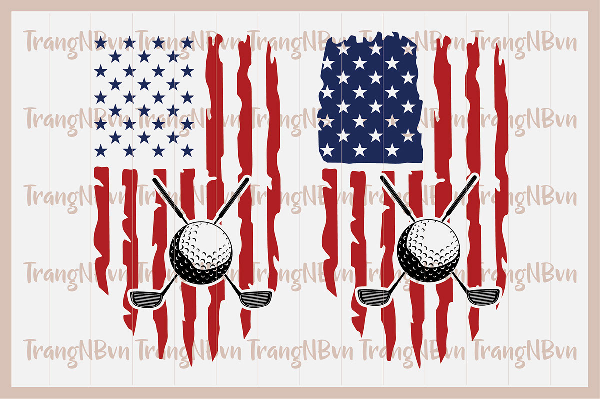 Distressed Golf American Flag rendition image