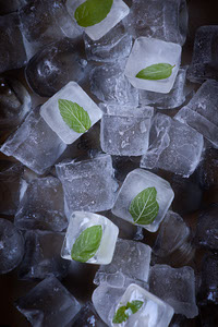 Mint Leaves in Ice Cubes