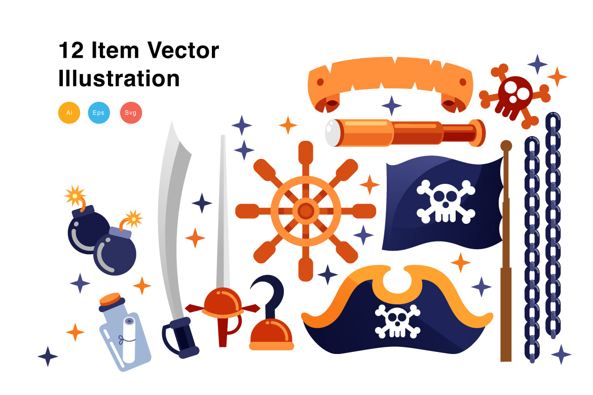 Pirates Elements Vector Illustration rendition image
