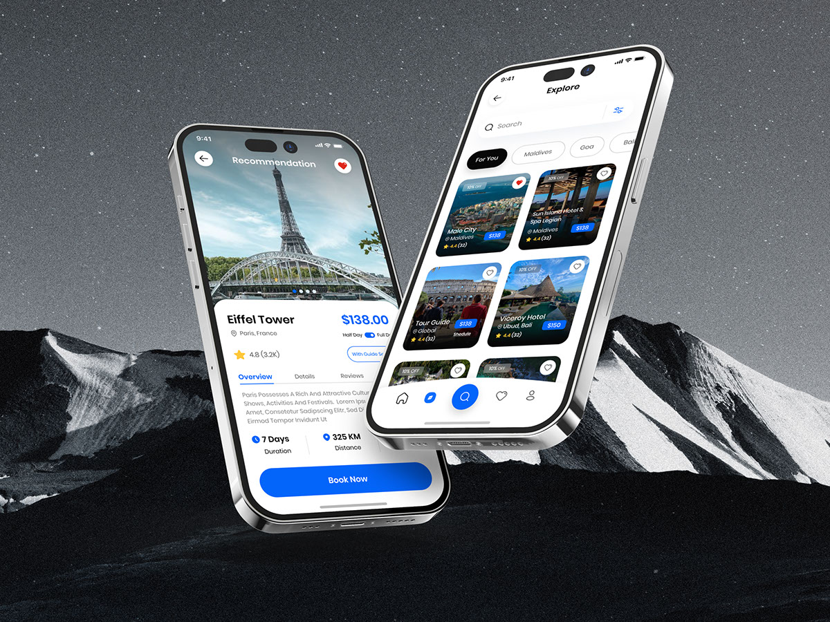 Travel Booking Mobile App UI Design rendition image