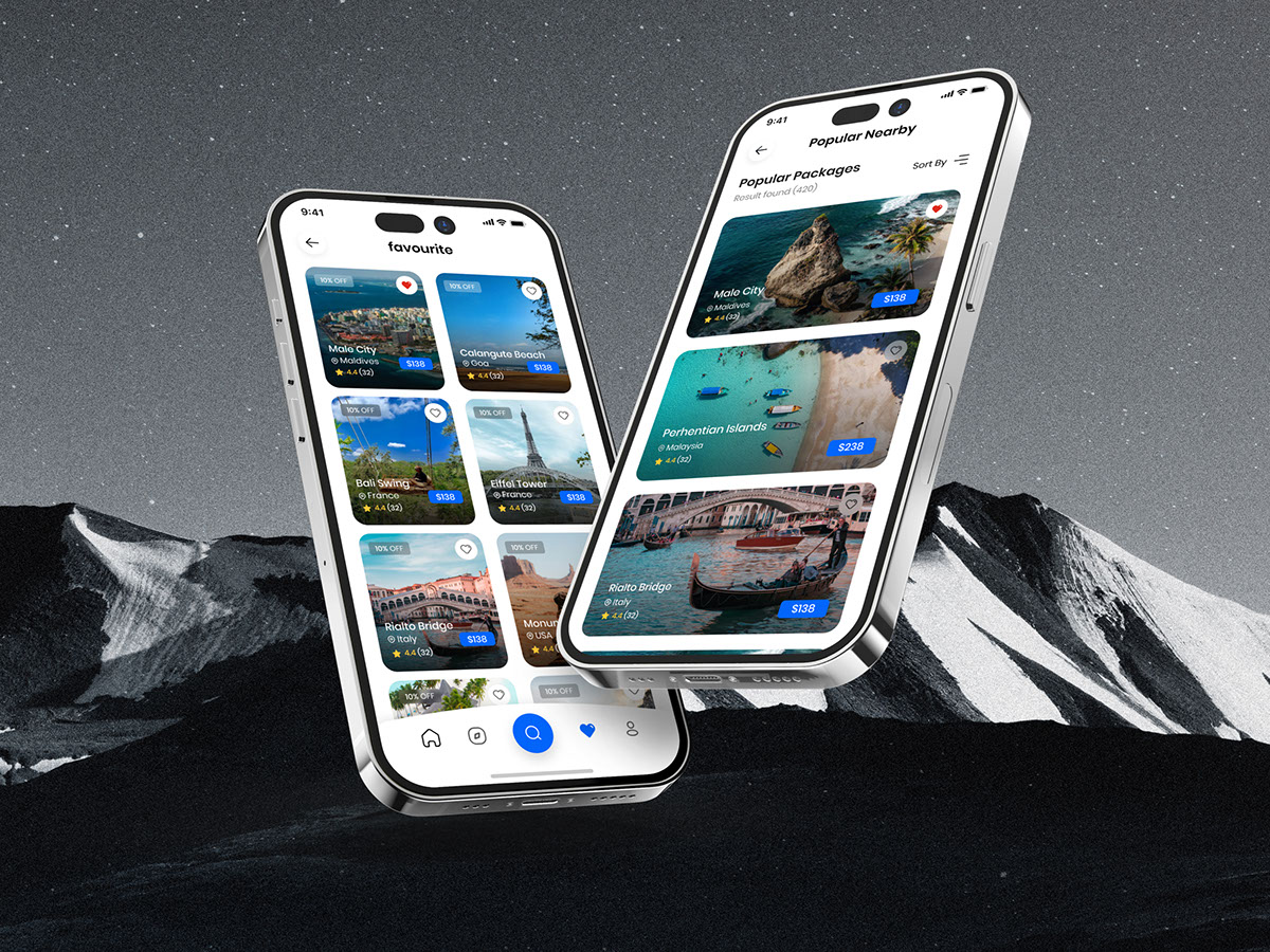Travel Booking Mobile App UI Design rendition image