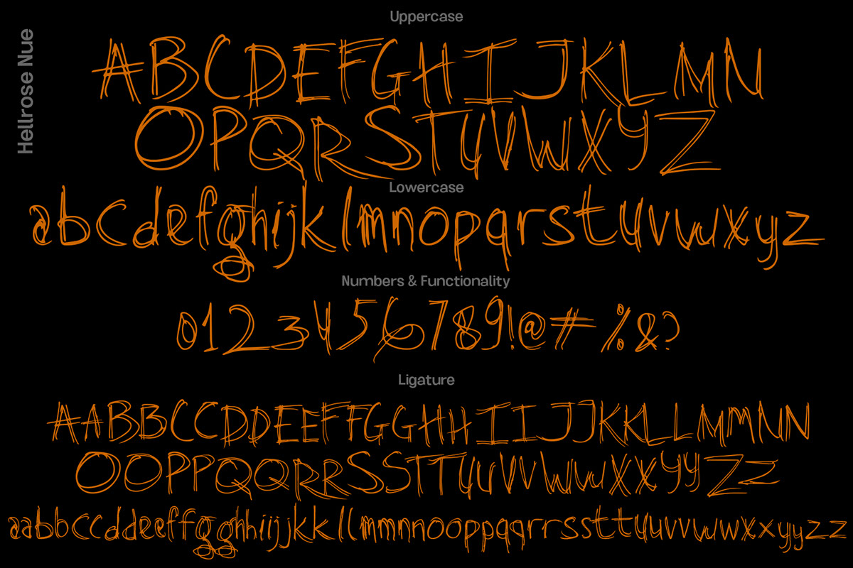 Hellrose Scratches Font rendition image