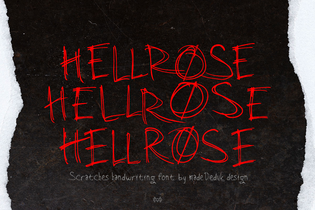 Hellrose Scratches Font rendition image