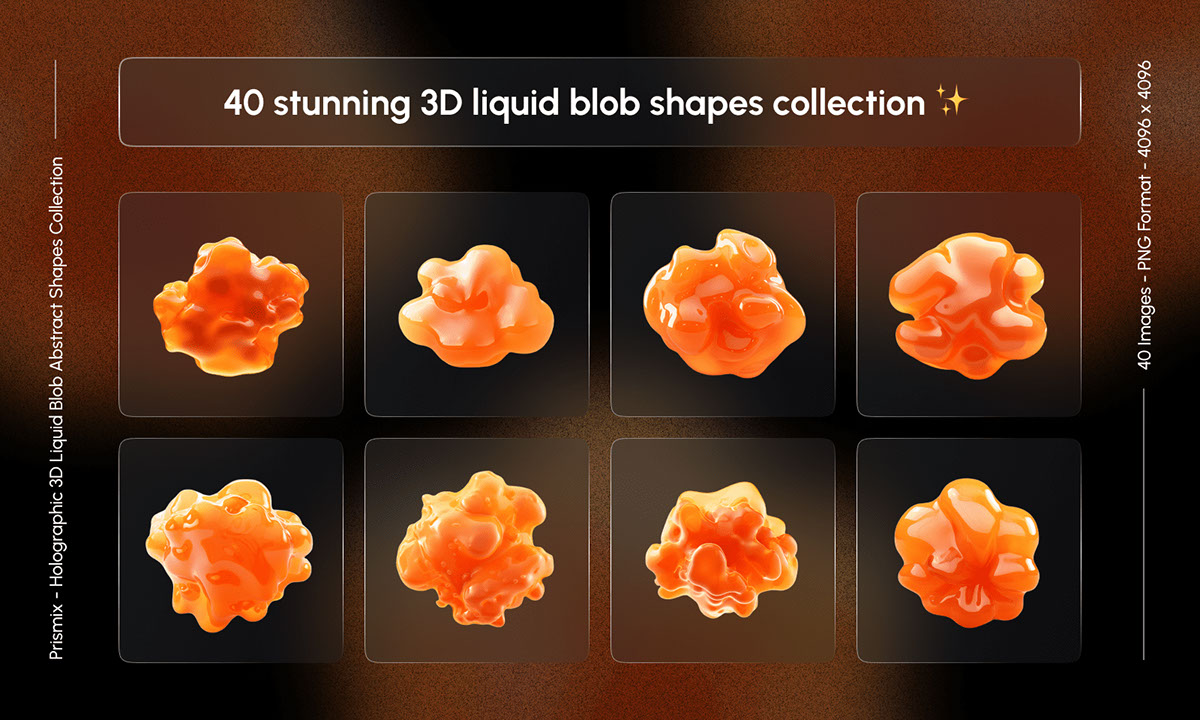 Prismix - Holographic 3D Liquid Blob Abstract Shapes Collection rendition image