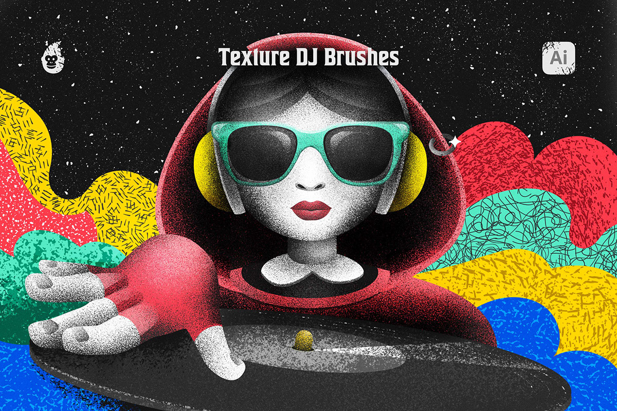 Texture DJ Illustrator Brushes rendition image