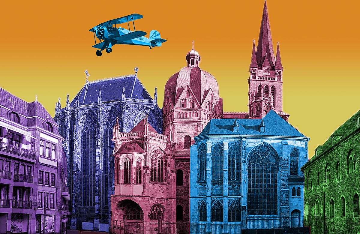 Colourful-Aachen Cathedral rendition image