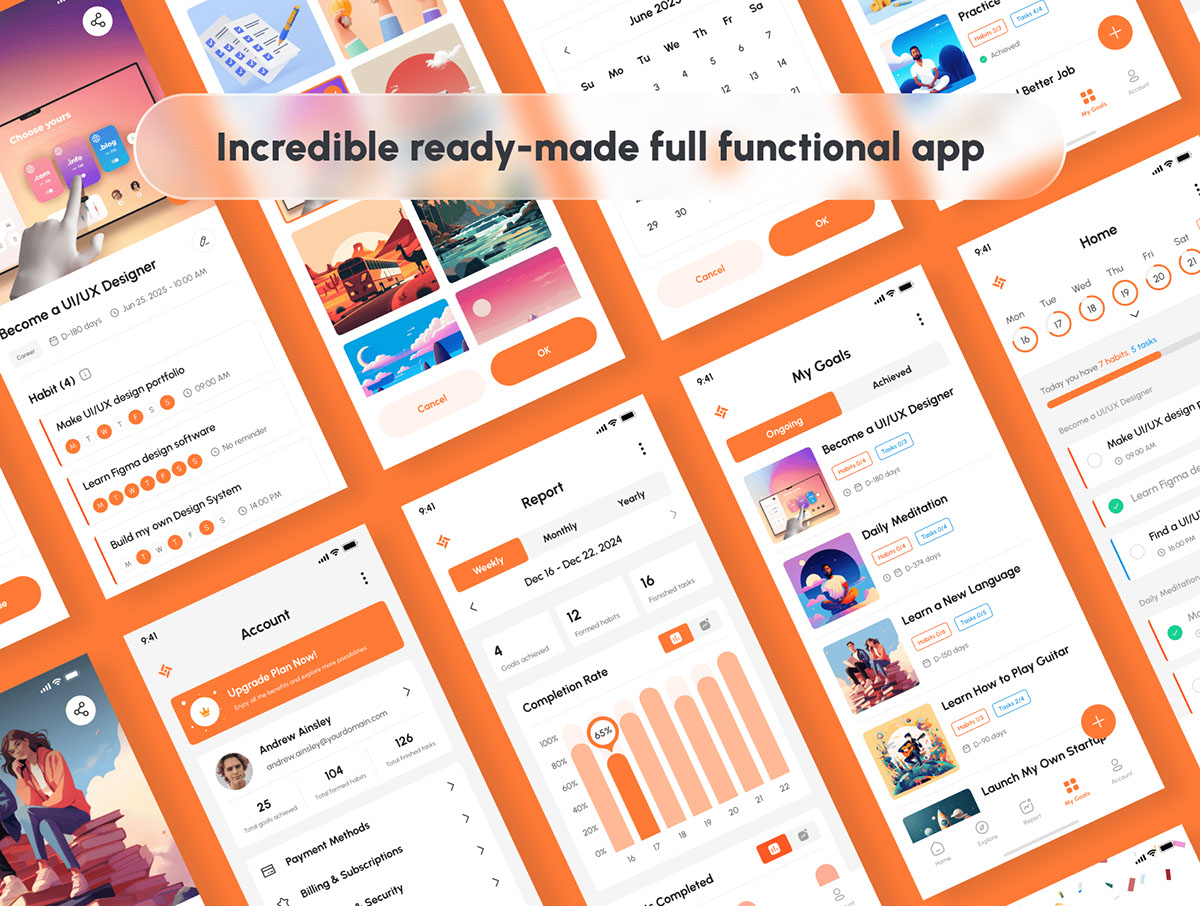 Taskify - AI Goals Planner App UI Kit rendition image