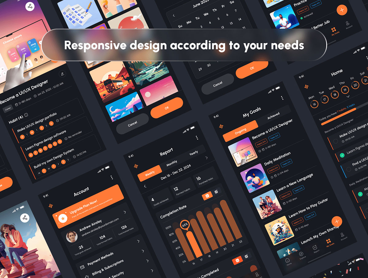Taskify - AI Goals Planner App UI Kit rendition image