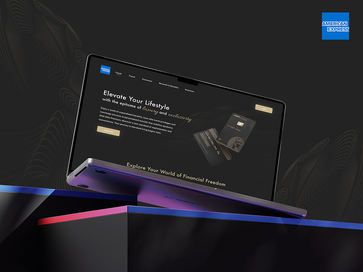 AMEX Elite Premium Credit Card Website Design rendition image