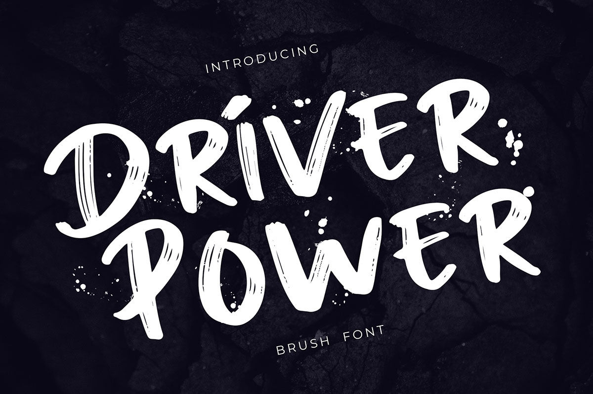 Driver Power Brush Grunge Font rendition image