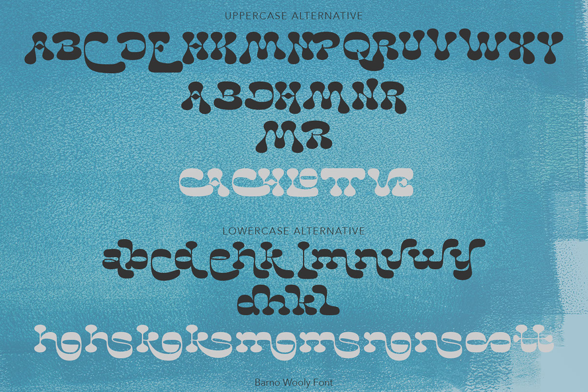 Barno Wooly Retro Font rendition image