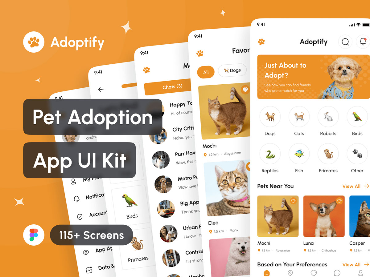 Adoptify - Pet Adoption App UI Kit rendition image
