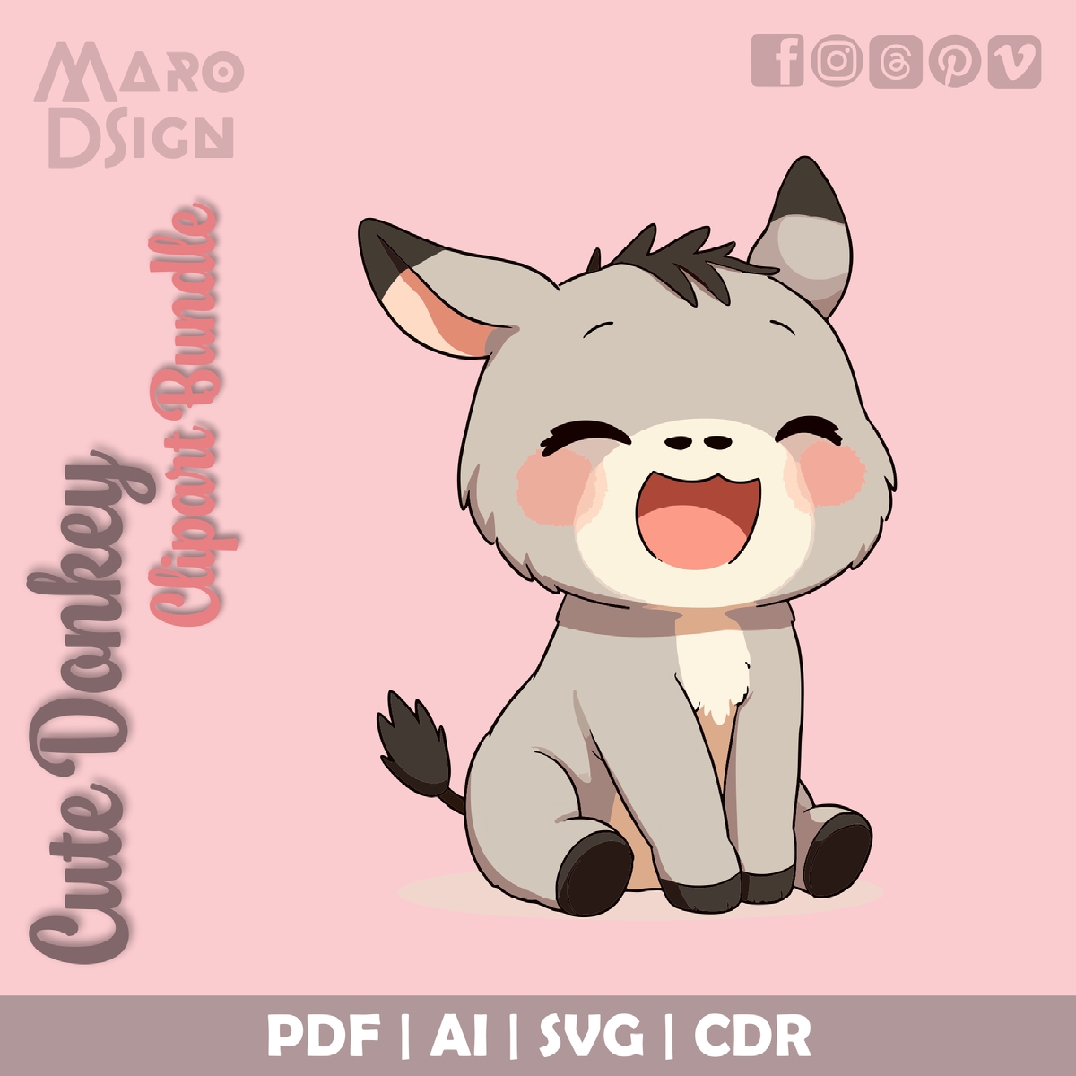 Gui Donkey Cute Donkey Bundle - AI PDF SVG on Behance :: Behance