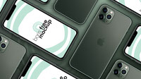 Free PSD flatlay mockup of iPhone 11 Pro Max