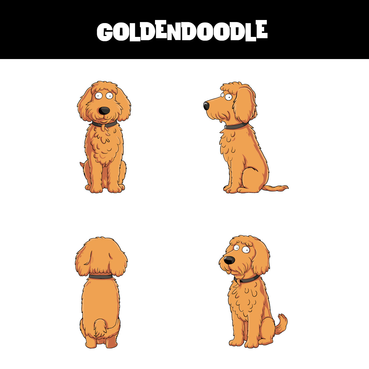 goldendoodle-dog-character-sheet rendition image