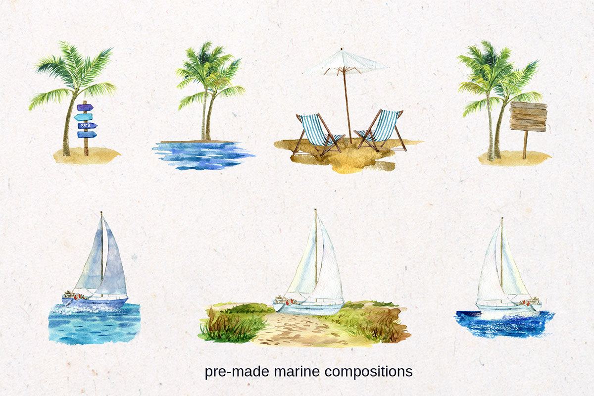 Seascape watercolor Illustrations rendition image