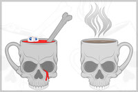 Coffee Cup Shaped Human Skull Vector Design